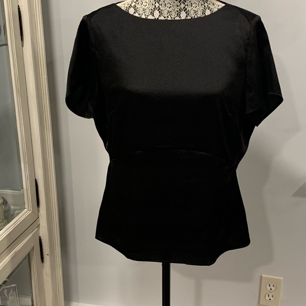 Banana Republic Black Fitted Short Sleeve Blouse